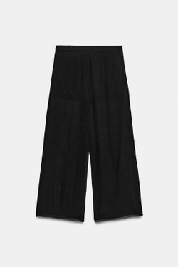 ZARA БРЮКИ ПРЯМОГО КРОЯ ИЗ СТРУЯЩЕЙСЯ ТКАНИ, ЧЕРНЫЙ