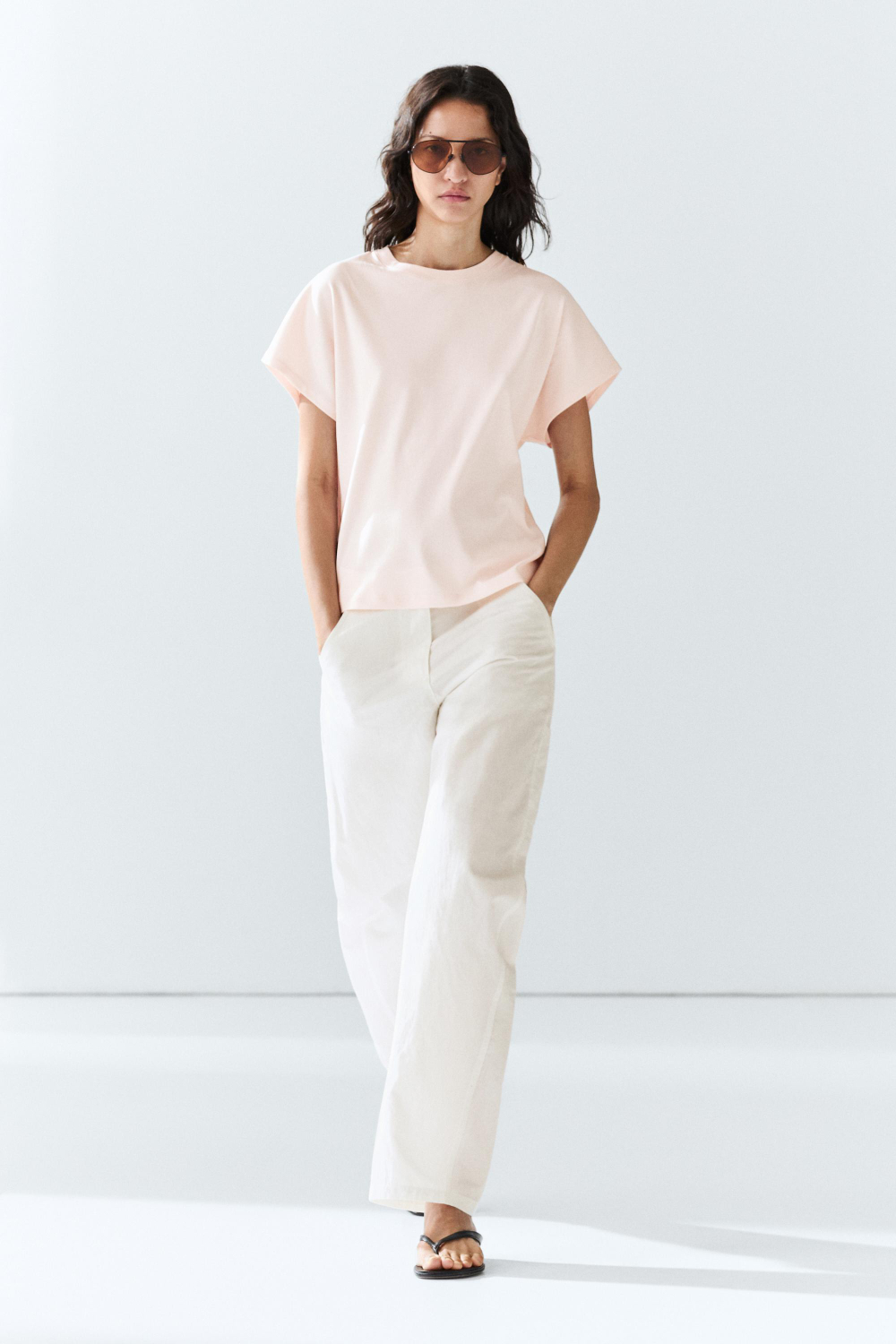 Massimo Dutti Хлопковая футболка, розовый