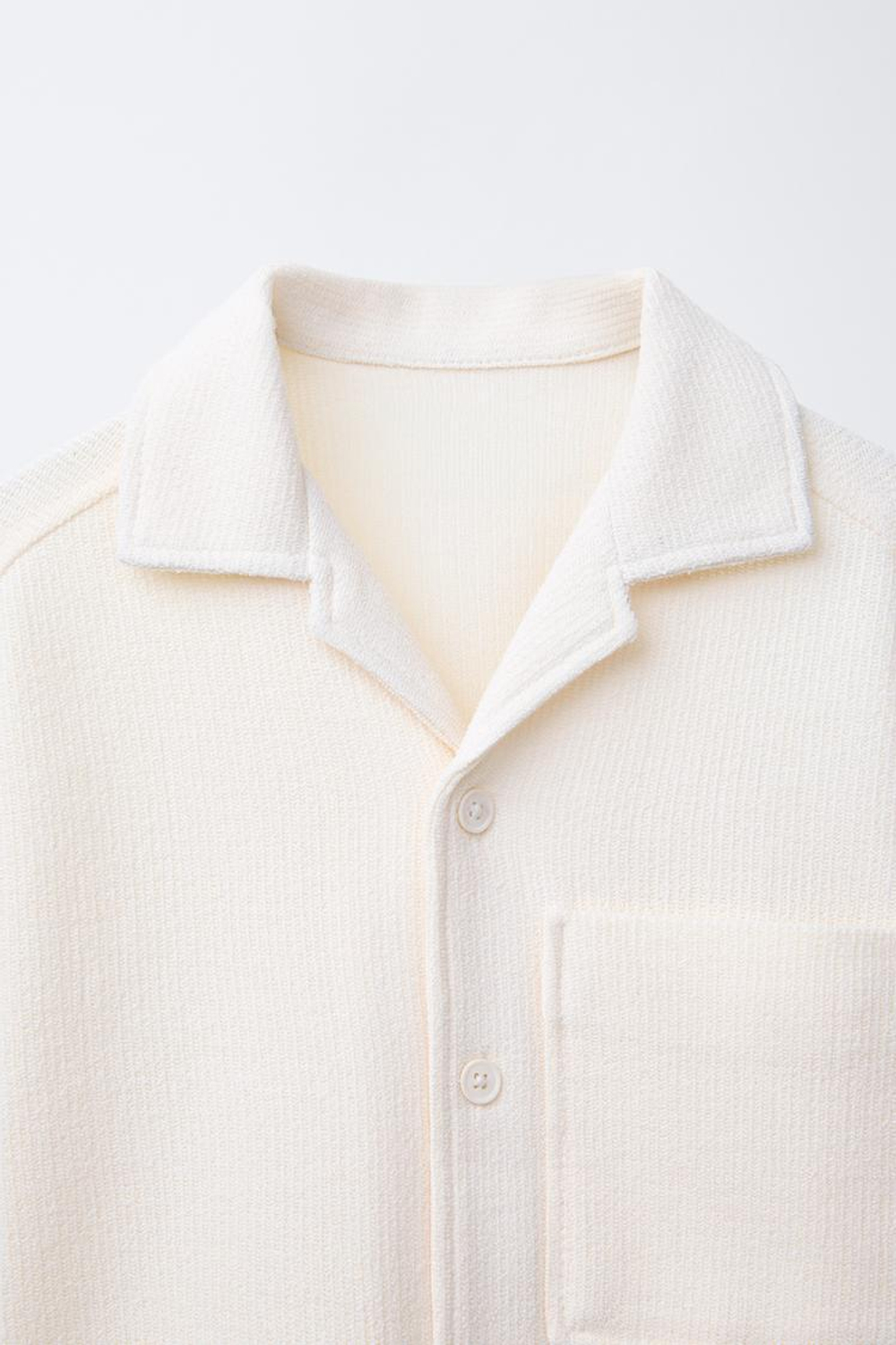 ZARA РУБАШКА В СТИЛЕ РУСТИК, ЭКРЮ