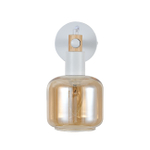 Настенный светильник 1x40 E14, металл/стекло/дерево, белый, янтарный плафон