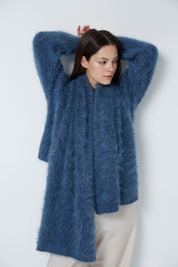 Шарф из альпака синий меланж