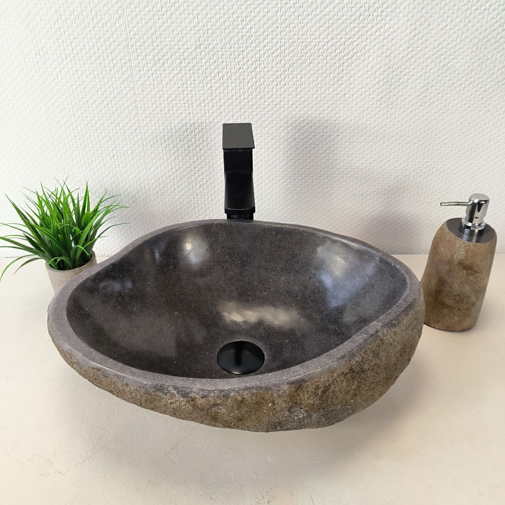 Раковина из речного камня RS-66012 48х34х15 из натурального камня