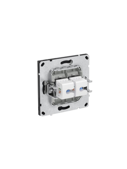 Розетка компьютерная 2-м KANT RJ45 кат.5E без шторки черн. уголь DKC 7012664