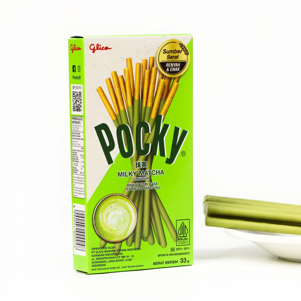 Бисквитные палочки POCKY в белом шоколаде "Зелёный чай", 33 г