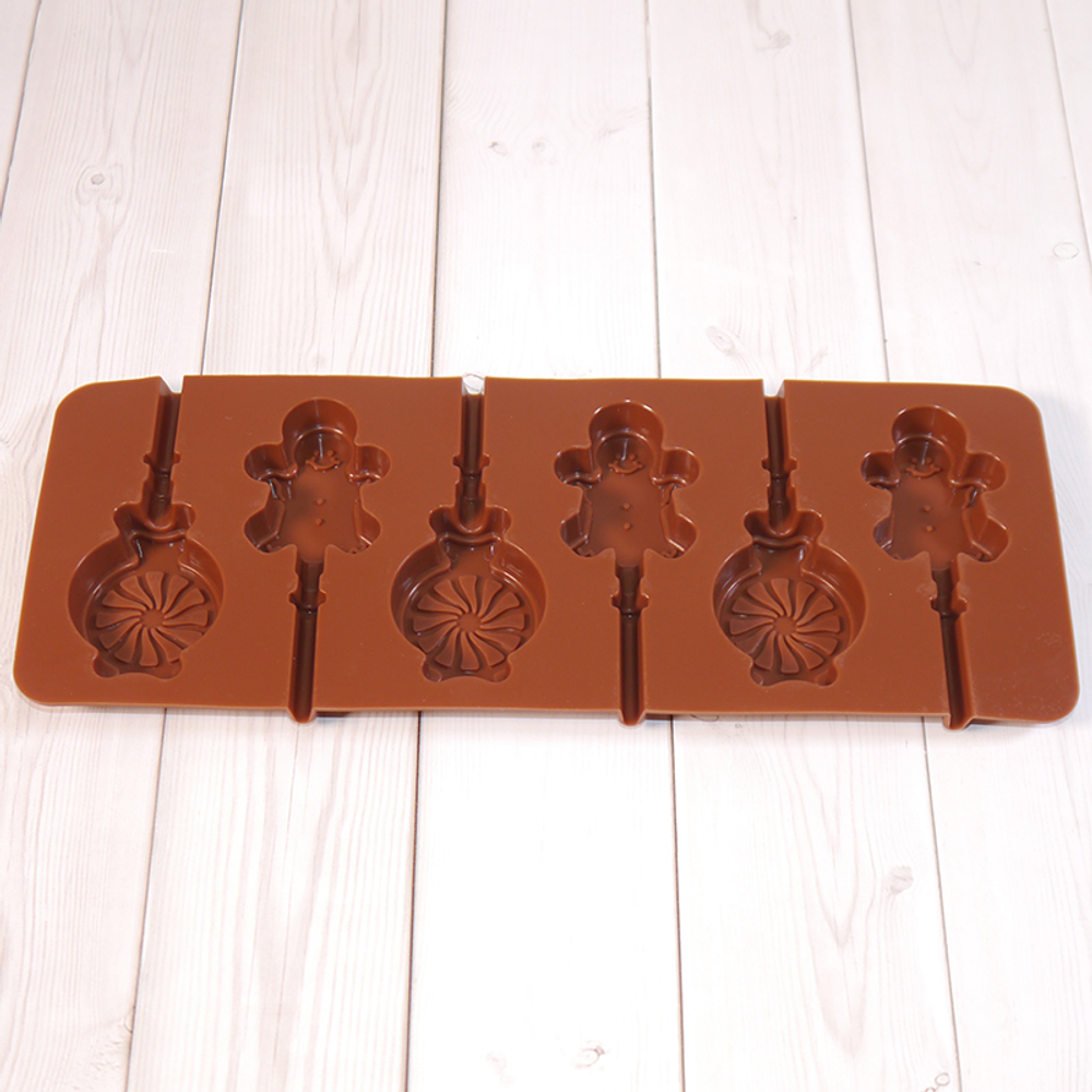 Форма силиконовая для леденцов "Леденец и пряня" 24*10 см, 6 ячеек