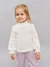 Лонгслив с воротником-стойкой "Молоко" из ажурного хлопка 0+
