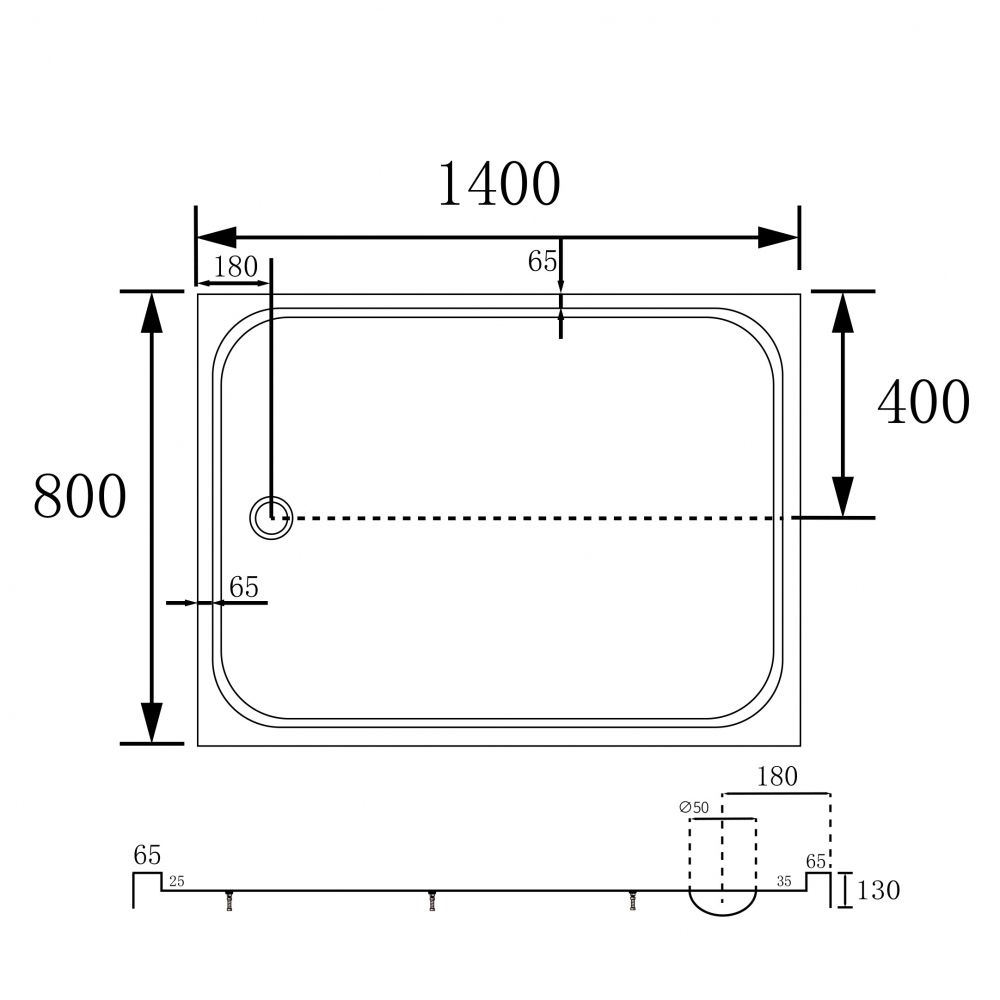 Душевой поддон ABBER AD3C148 140х80 прямоугольный, акриловый, белый