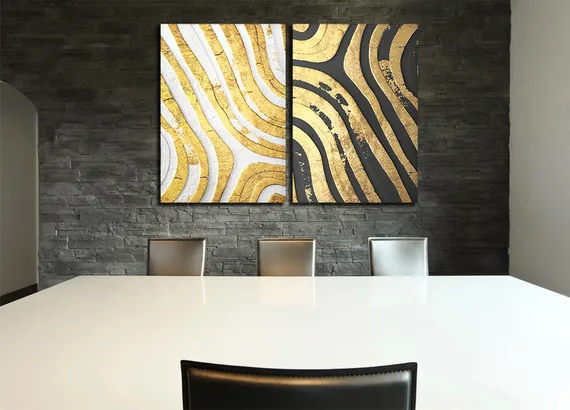 Модульная картина "Золотые волны"