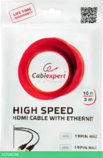 Кабель Cablexpert HDMI CC-HDMI4-10 3.0м, v2.0, 19M/19M черный