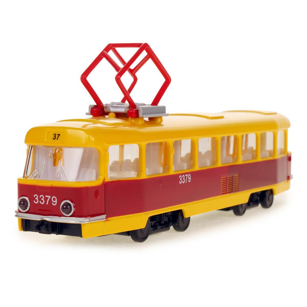 Модель ин. пласт. "Трамвай" 24см. свет-звук, двери, коробка CT12-428-2 (Технопарк)