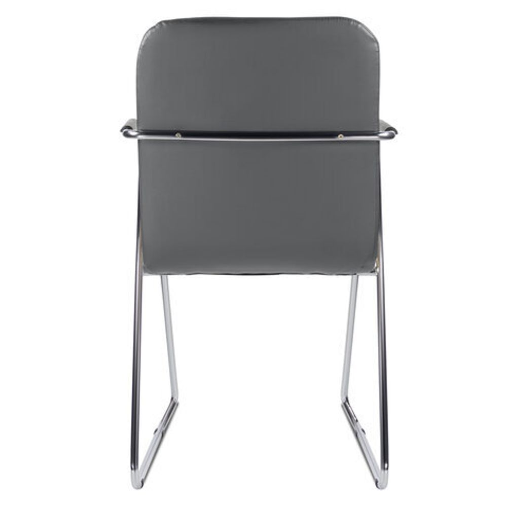 Кресло для приемных и переговорных BRABIX "Visit CF-101", хром, экокожа, темно-серое, 532561