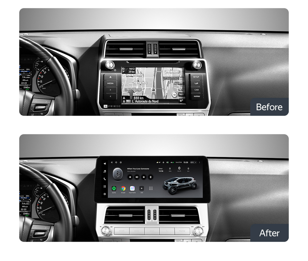 Магнитола Toyota Land Cruiser Prado 150 2017-2019 (без 360) - Teyes LUX ONE монитор 12.3" 2K QLED на Android 10, CarPlay, 4G SIM-слот, 6/128ГБ