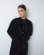 Комплект: блуза и брюки из шелкового бархата черный