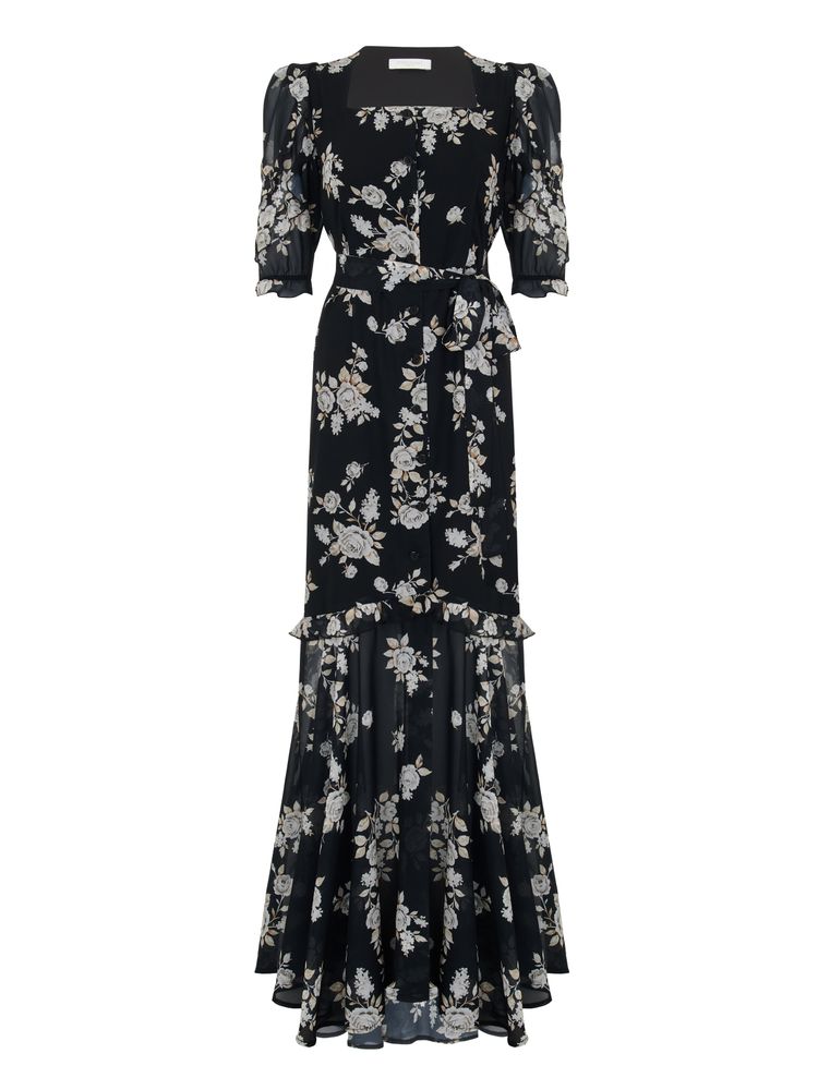 Платье с цветами Cipriani, черный
