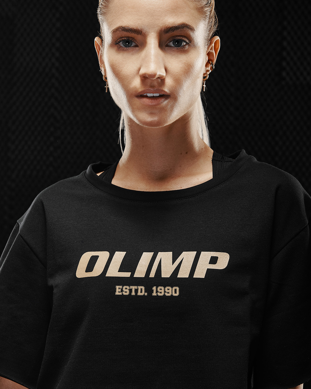 Женская укороченная футболка Olimp Crop Top Gold Series Black