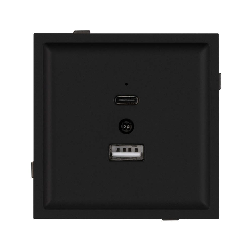 Механизм USB розетки SCT-TENDO-MUAC-SFPL-BK (5V, 3A, QC3) (Arlight, Матовый черный) 054536