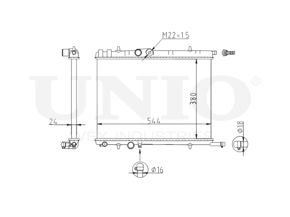 Радиатор охлаждения двигателя UNIO RAD-10066