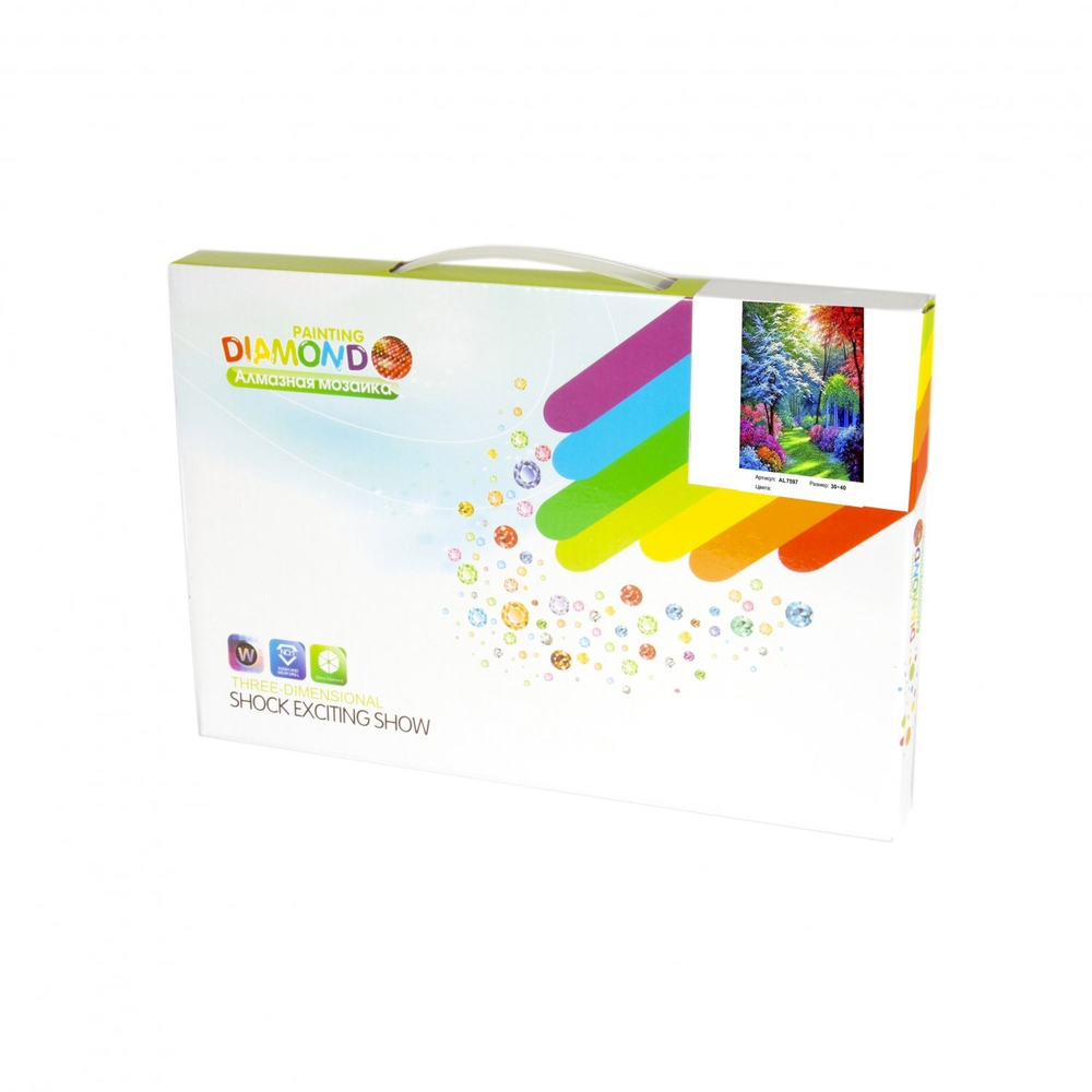 Алмазная мозаика Alingar, на подрамнике, с полным заполнением, (матов.), 30х40 см, 20 цветов, "Осенний лес"