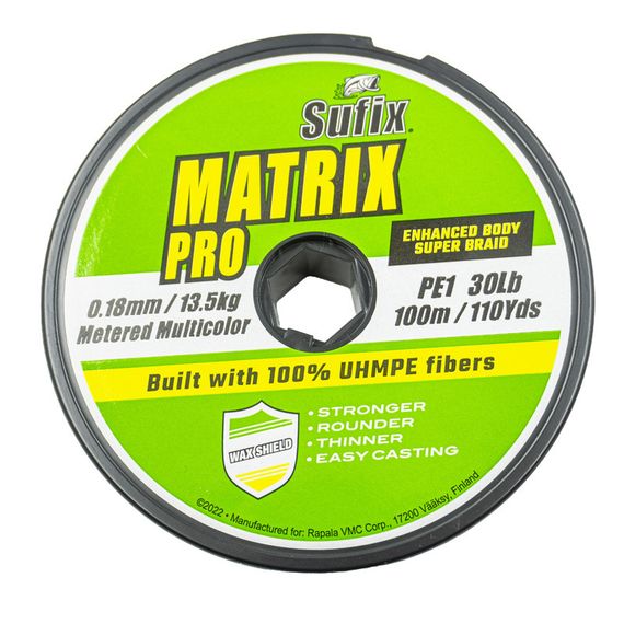 Леска плетеная SUFIX Matrix Pro x6 разноцвет. 100 м 0.18 мм 13,5 кг