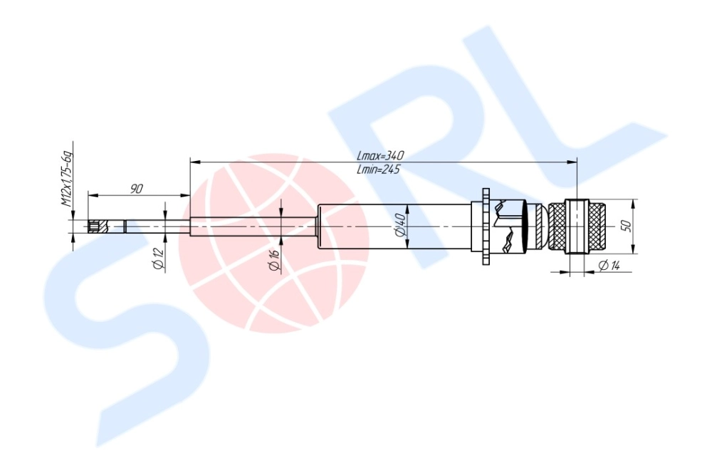 Амортизатор кабины 245/340, I/O, 12x90/14x50 SCANIA (CB0178) SORL