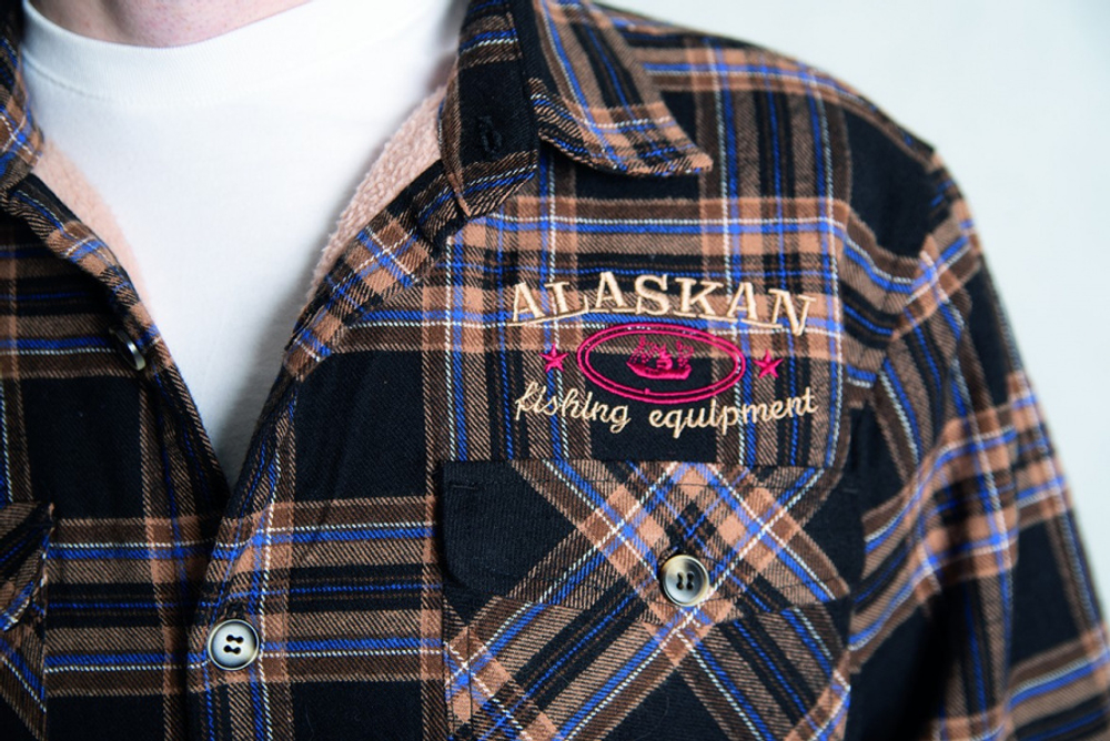 Рубашка мужская в клетку теплая с длинным рукавом  XXL