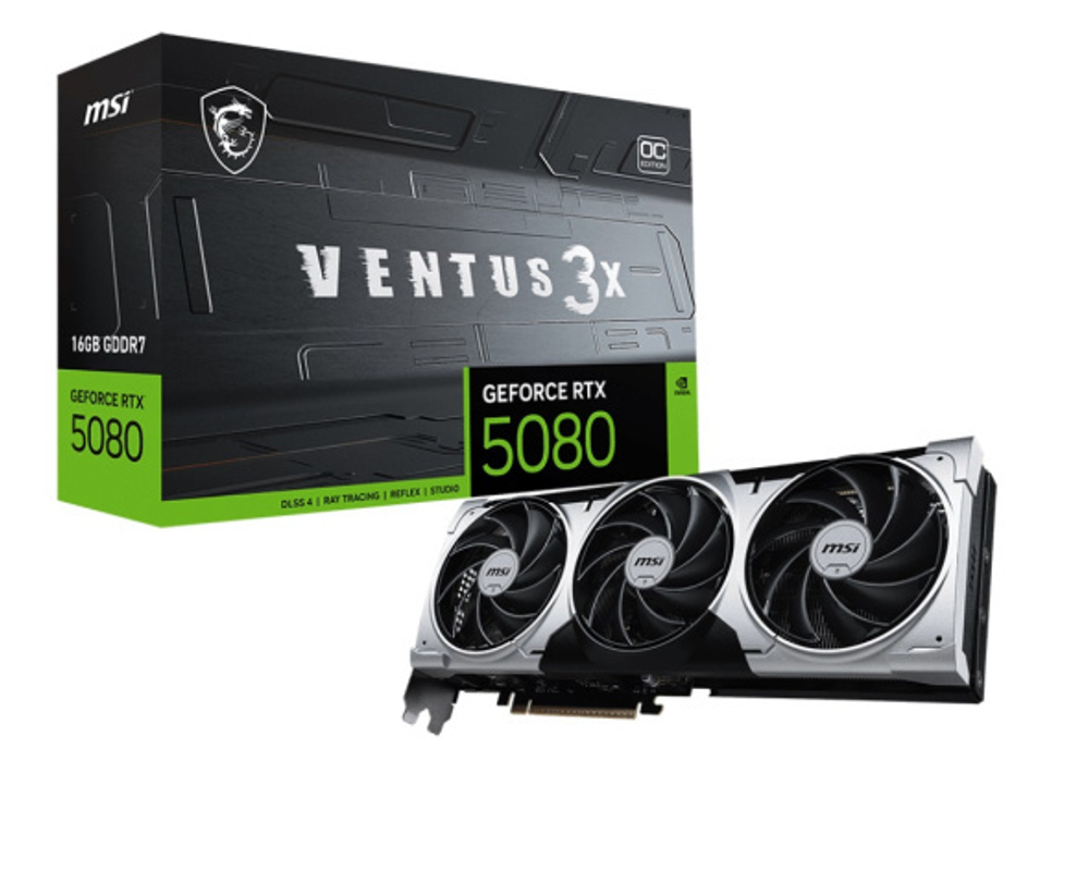Видеокарта MSI GeForce RTX 5080 VENTUS 3X OC PLUS (RTX 5080 16G VENTUS 3X OC PLUS)
