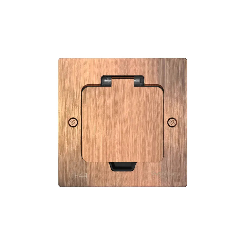 MultiDesk Лючок на 2 модуля IP44 с монтажной коробкой для стены, фальшпола, стола МЕДЬ, тип MDK20