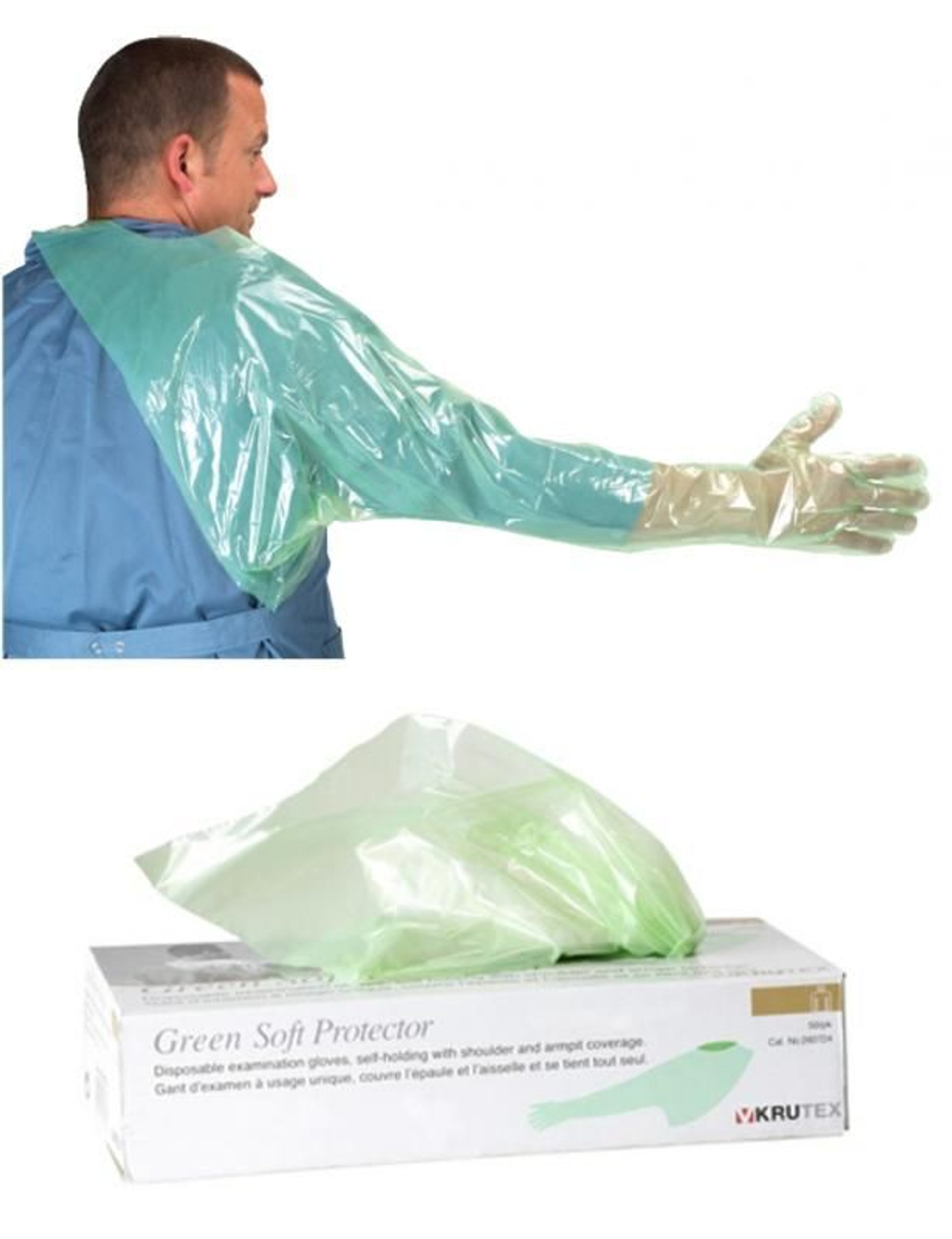 Перчатки ветеринарные для ИО с наплечником Krutex 90 см №50