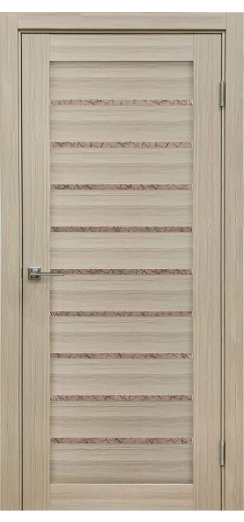 Межкомнатная дверь X-2 / Цвет тон Кремовая лиственница / Остекление "Гранит бронза" / Двери Верда