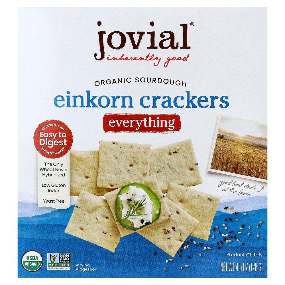 Jovial, Органические крекеры на закваске, без добавок, 128 г (4,5 унции)