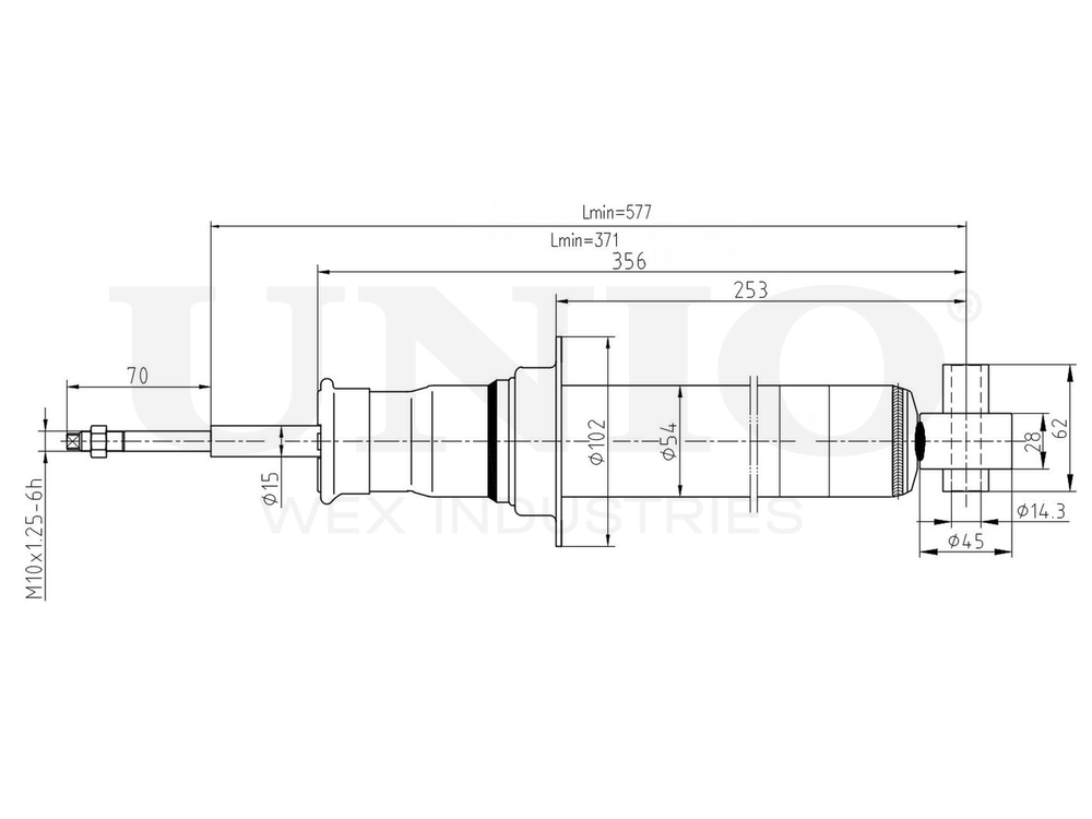 Амортизатор газовый задней подвески UNIO SAB-10396