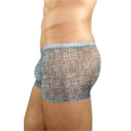 Мужские трусы боксеры прозрачны серые с рисунком змеиной чешуи Romeo Rossi Snake Grey Boxer