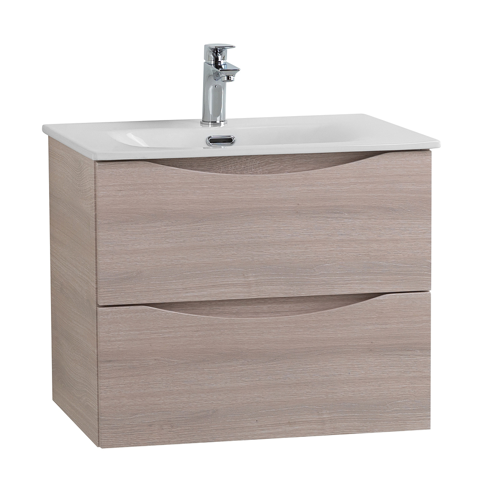 Тумба с раковиной подвесная BelBagno MARINO-CER-N-600-2C-SO-RG-P Rovere Grigio, раковина белая BB-8099-60