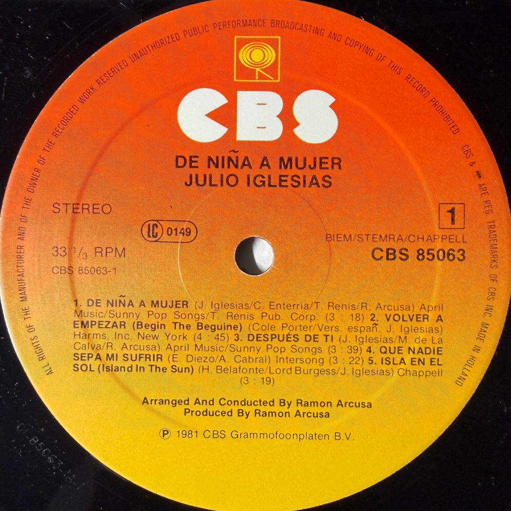 Julio Iglesias - De Nina A Mujer (Голландия 1981г.)