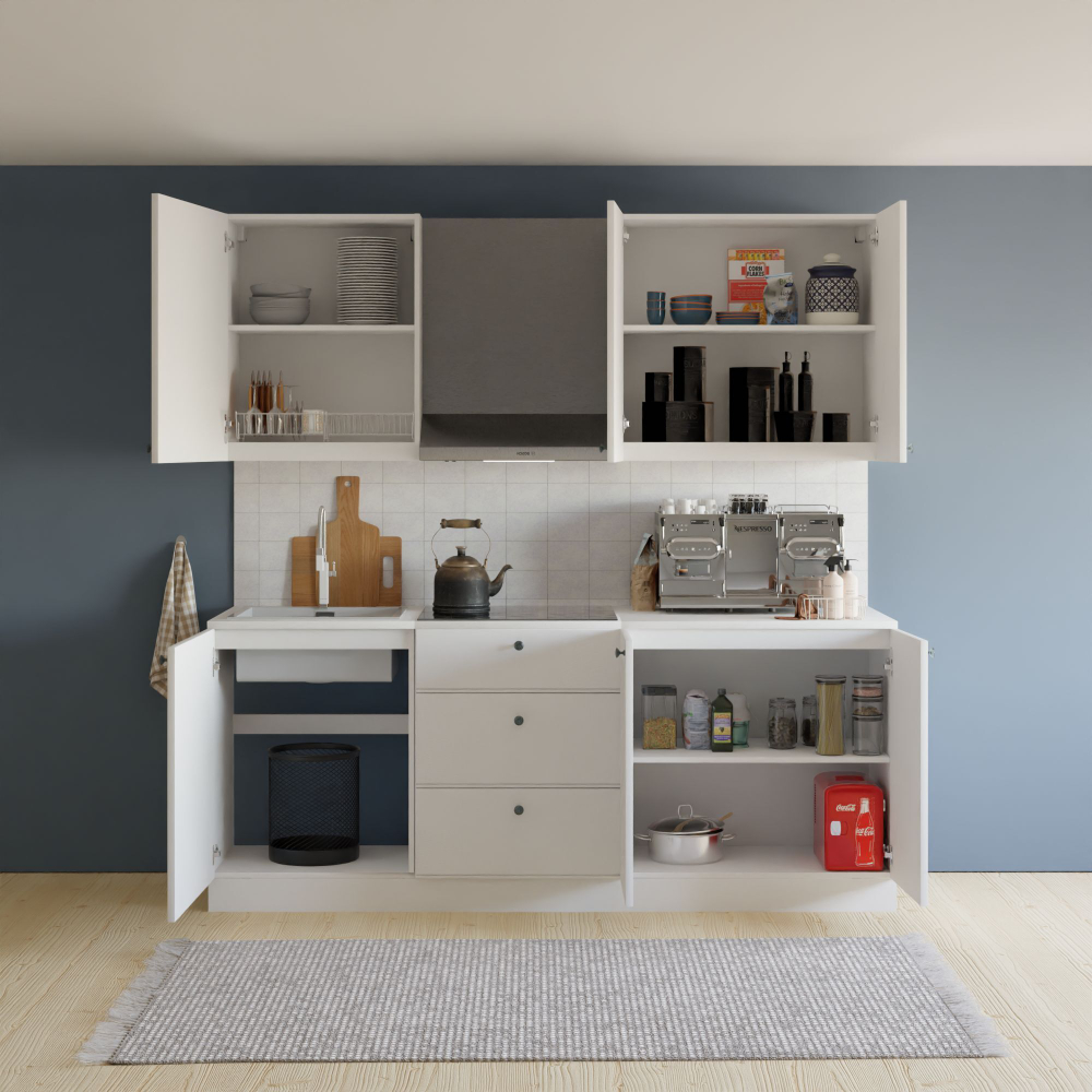 Навесной кухонный модуль 80 см Авери 2 двери с полкой, из МДФ и ЛДСП, белый