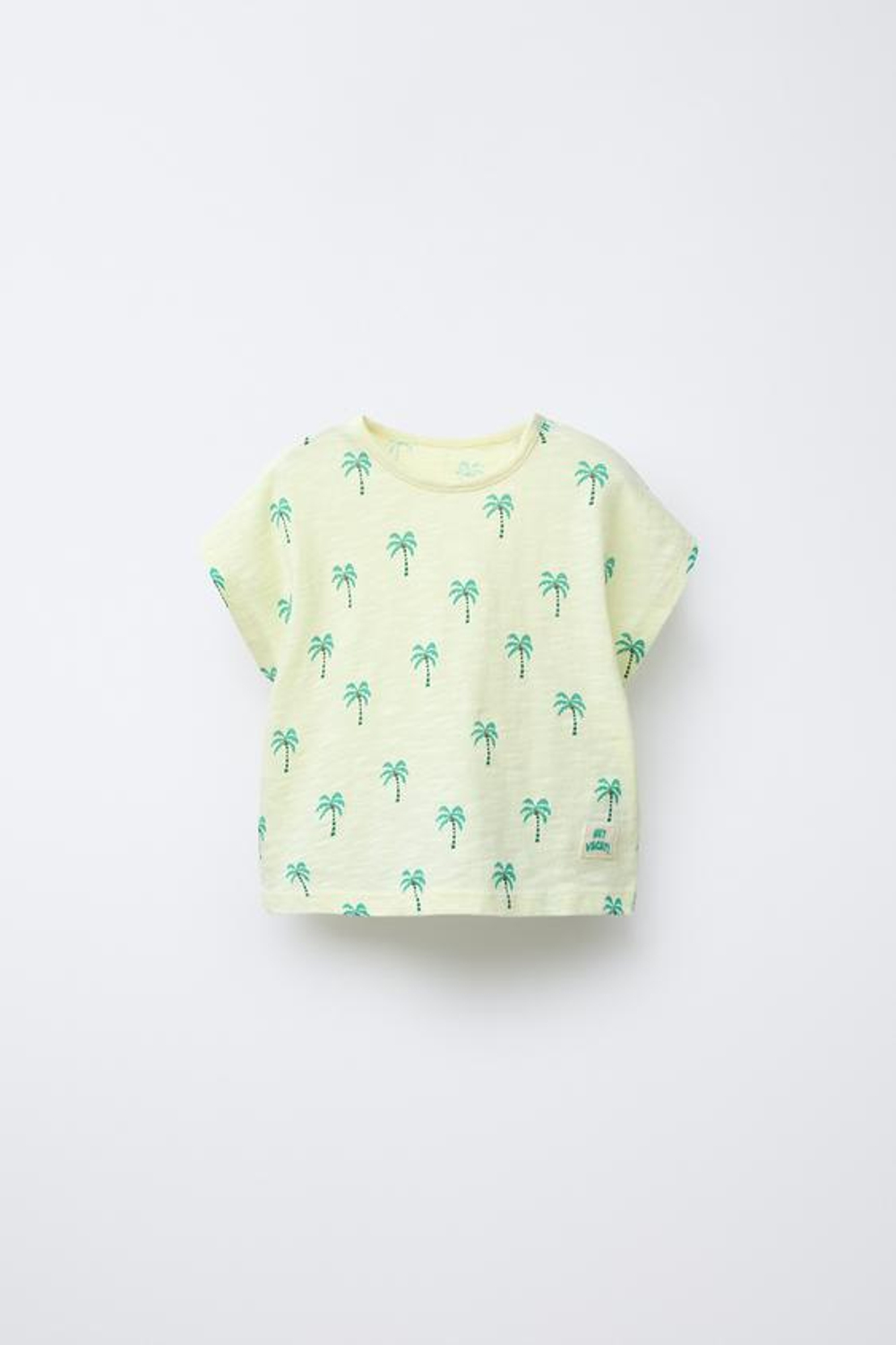 ZARA ФУТБОЛКА С ПРИНТОМ «ПАЛЬМЫ», СВЕТЛО-ЖЕЛТЫЙ