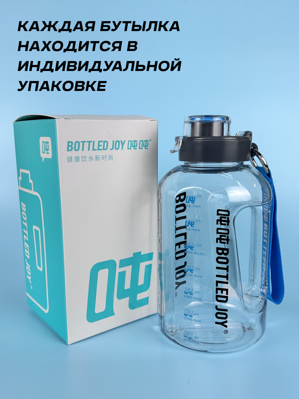 Бутылка для воды Bottled Joy, тритан, 1500 мл, голубой