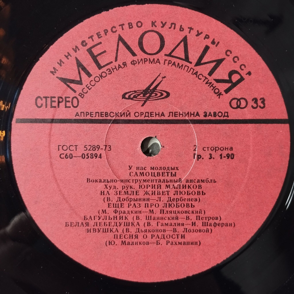 Винтажная виниловая пластинка LP Самоцветы У Нас Молодых (СССР 1975) У Деревни Крюково