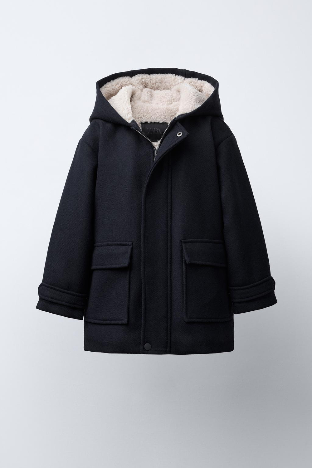 ZARA ПАЛЬТО С ПОДКЛАДКОЙ ИЗ ИСКУССТВЕННОЙ ОВЧИНЫ, МОРСКОЙ СИНИЙ