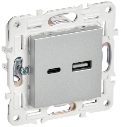 SKANDY Розетка USB A+C 3,1А SK-R14S серебряный IEK