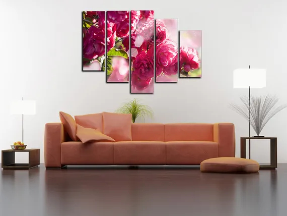 Модульная картина "Розовый пион"