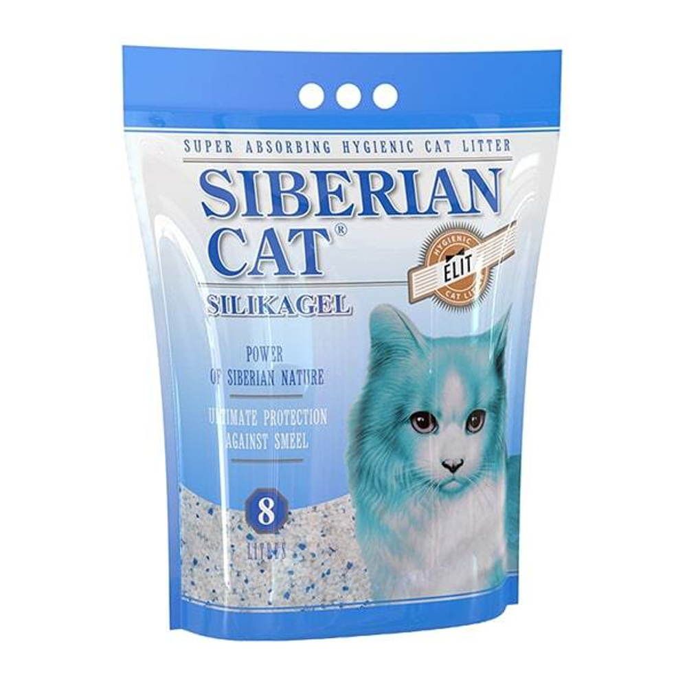 Сибирская кошка Наполнитель силикагелевый Элита (синий), 8л