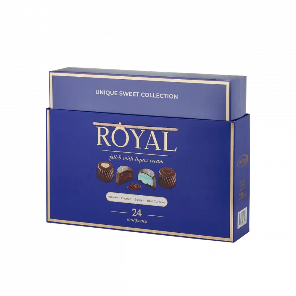 Набор алкогольных конфет "ROYAL COLLECTION" Синяя коробка, 370гр. "Юниаква", Беларусь