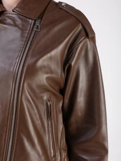 Кожаная куртка демисезонная косуха оверсайз