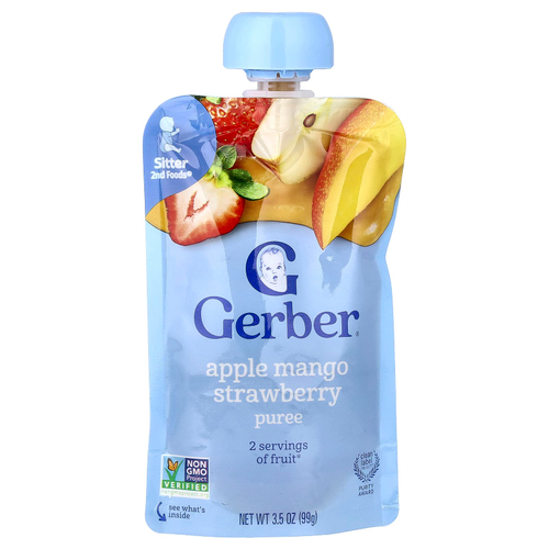 Gerber, пюре 2nd Foods®, яблоко, манго и клубника, 99 г (3,5 унции)