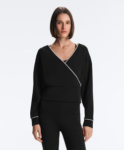 Oysho Толстовка с перекрестным кантом из модала, черный
