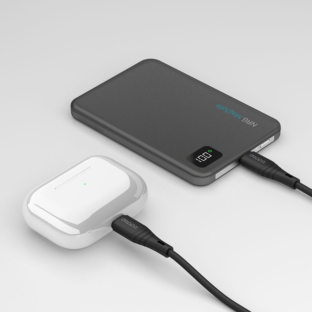 Внешний аккумулятор NRG MageSafe Alum 10000 мА-ч, 15Вт QI, серый