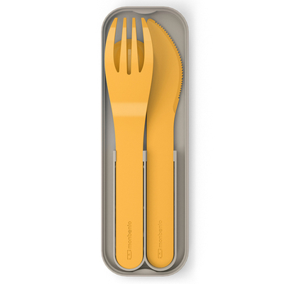 Набор из 3 столовых приборов в футляре mb pocket color горчичный