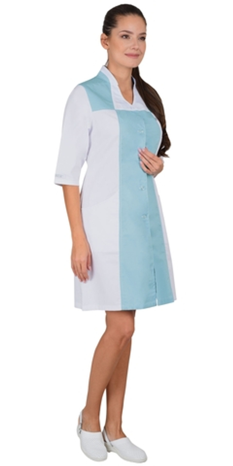 Халат "НИКОЛЬ" женский белый с морской волной