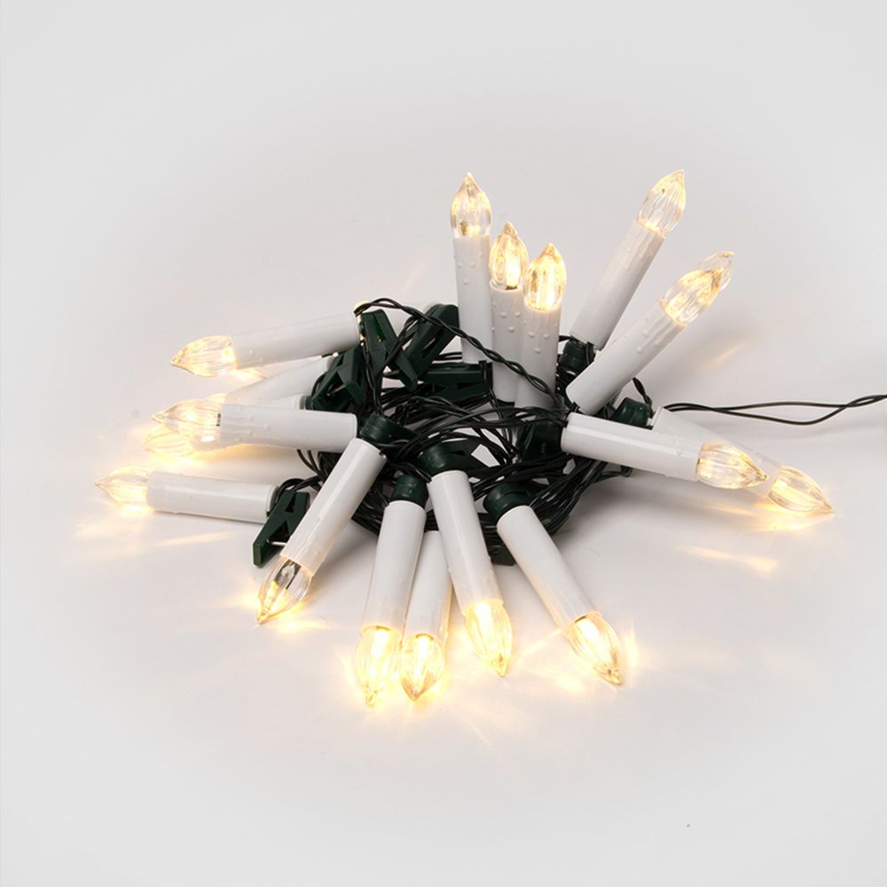 ULD-S0400-020-SGA WARM WHITE IP20 CANDLES Гирлянда светодиодная Свечки. 4м. 20 светодиодов. Теплый белый свет. Постоянное свечение. Провод зеленый. ТМ Uniel